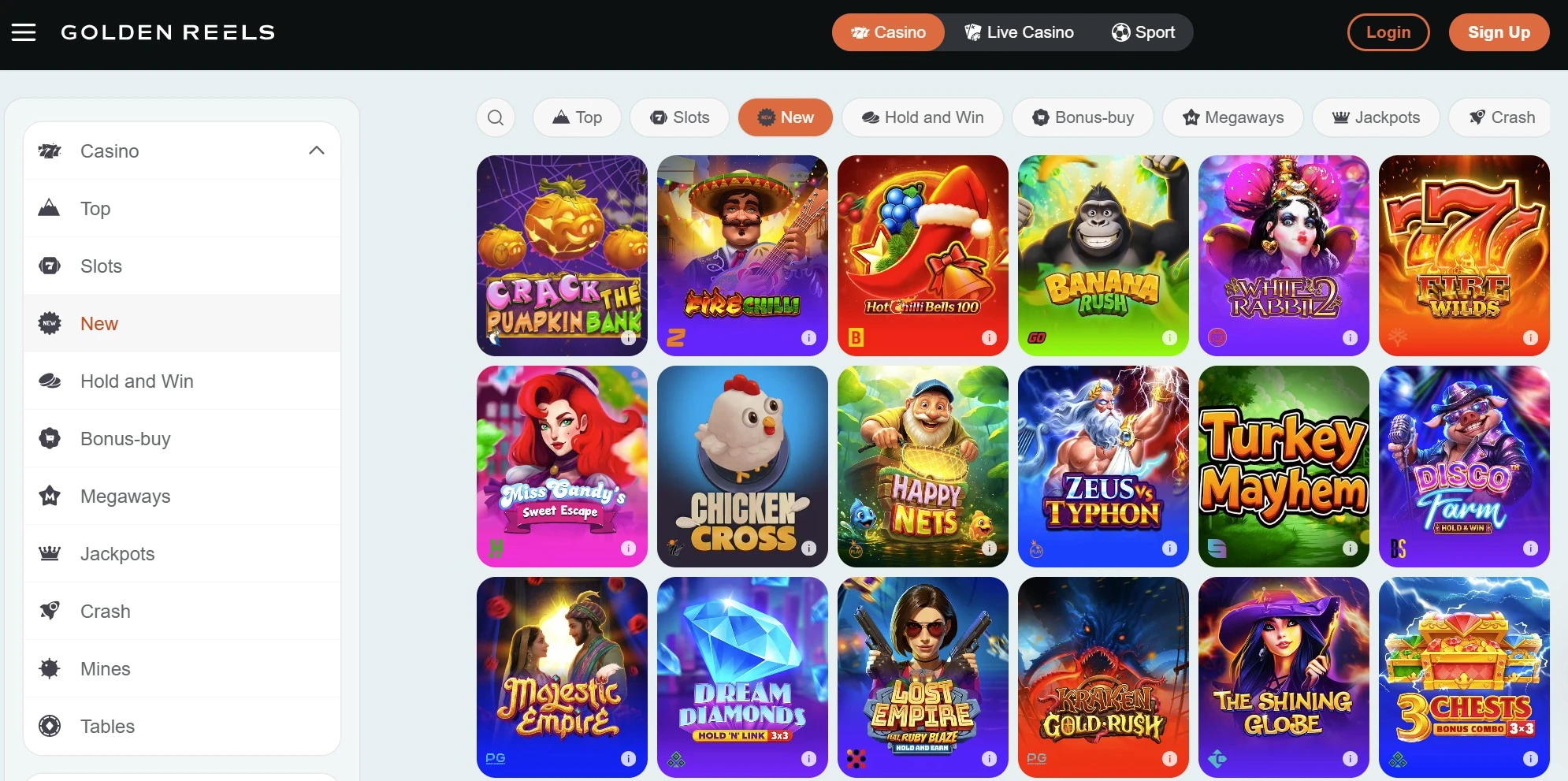 Casino Games at Golden Reels